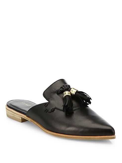 Stuart Weitzman - Slidealong Tasseled Leather Mules