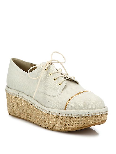 Stuart Weitzman - Mantra Linen & Raffia Platform Creepers