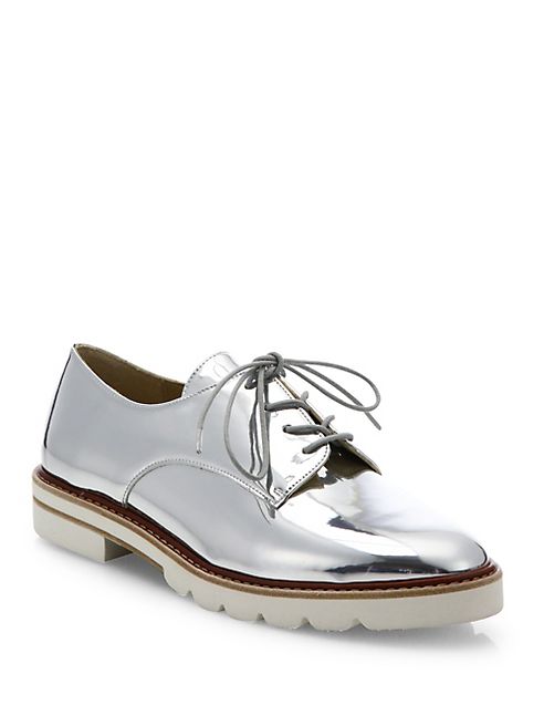 Stuart Weitzman - Metro Metallic Leather Oxfords