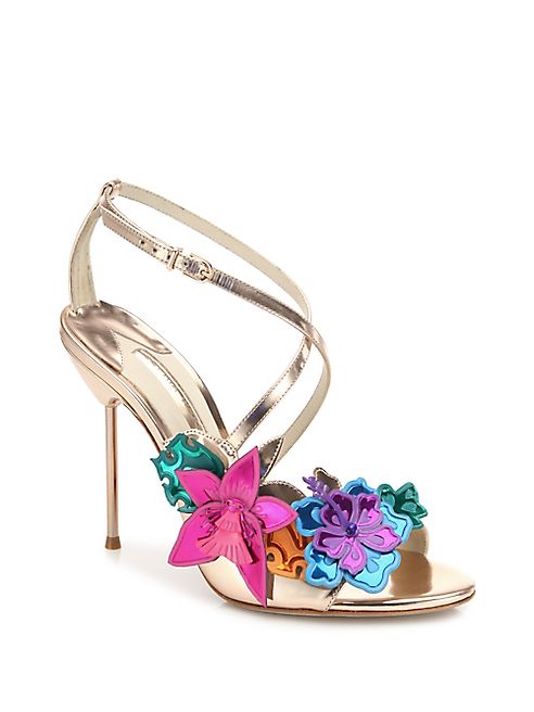 Sophia Webster - Hula Floral-Embellished Metallic Leather Crisscross Sandals