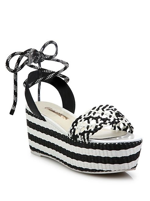 Sophia Webster - Naomi Woven Leather Platform Espadrille Ankle-Tie Sandals