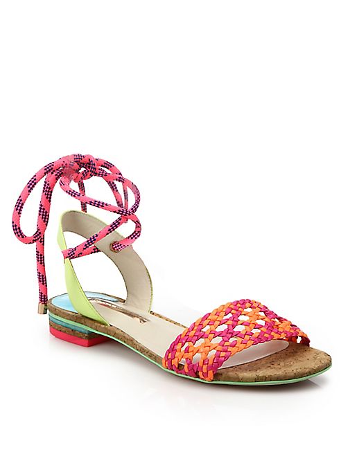 Sophia Webster - Nia Woven Leather Ankle-Tie Sandals