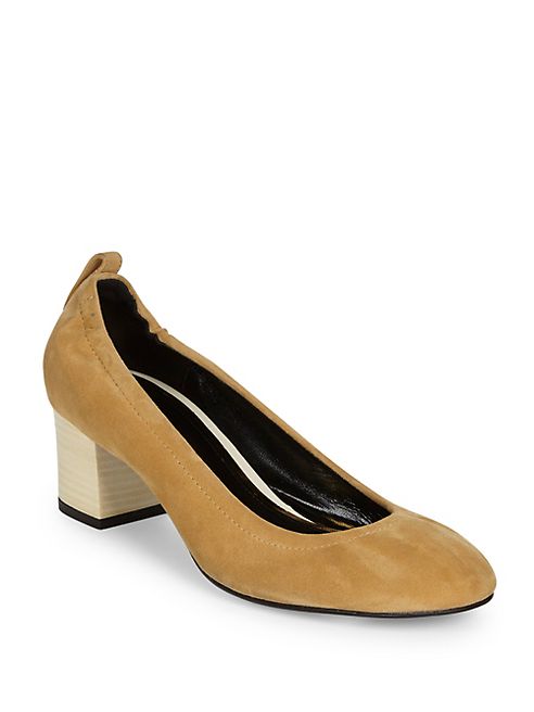 Lanvin - Cube-Heel Suede Ballet Pumps