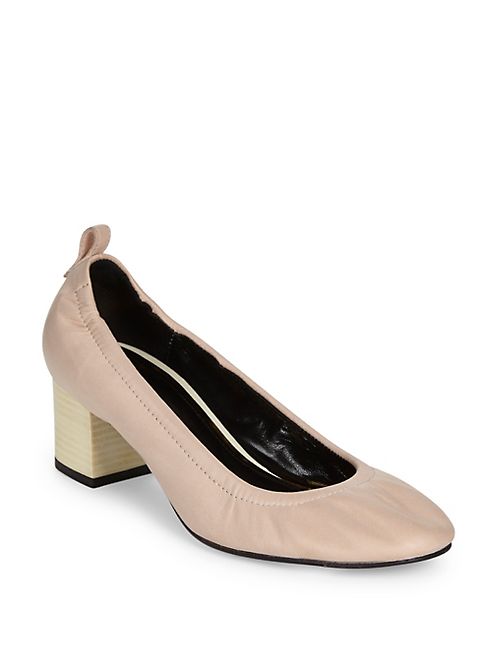 Lanvin - Cube-Heel Leather Ballet Pumps