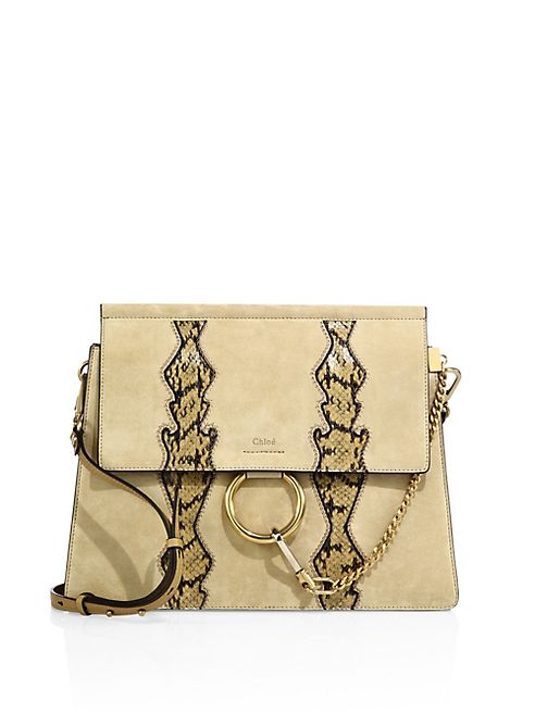 Chloé - Faye Suede & Snakeskin Shoulder Bag