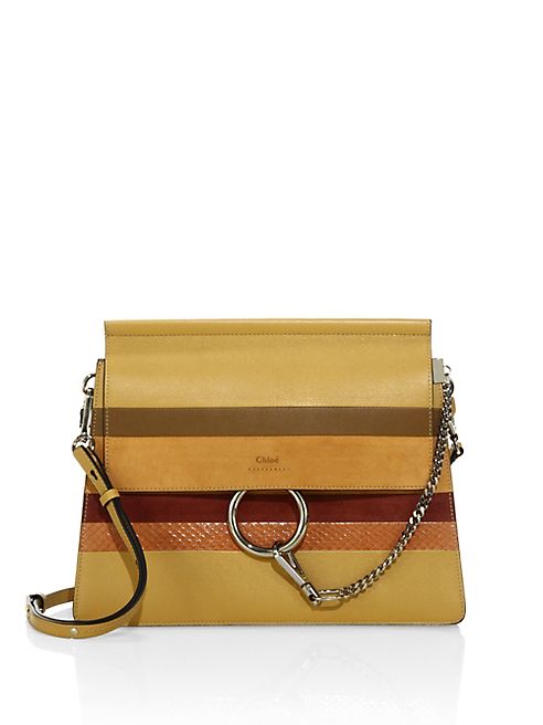 Chloé - Med Faye Leather, Suede & Watersnake Leather Shoulder Bag