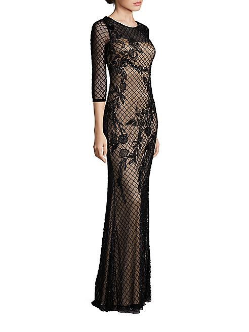 Basix Black Label - Mesh Beaded Gown