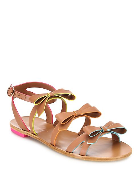 Sophia Webster - Samara Faux-Leather Bow Flat Sandals