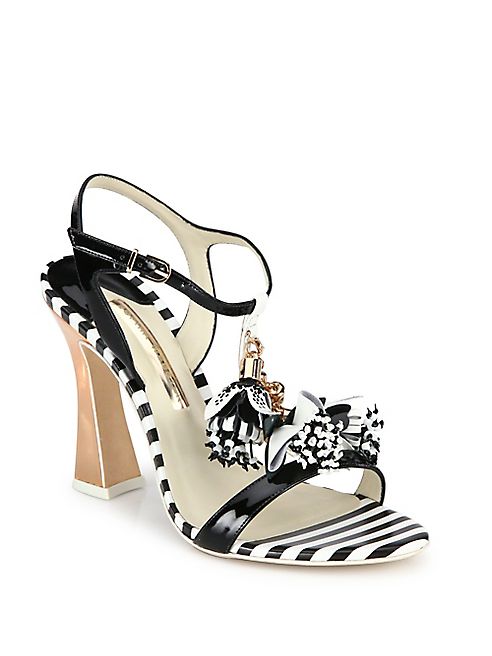 Sophia Webster - Layla Flower Tassel Patent Leather T-Strap Sandals