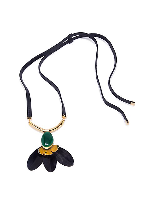 Marni - Petal Horn & Leather Pendant Necklace