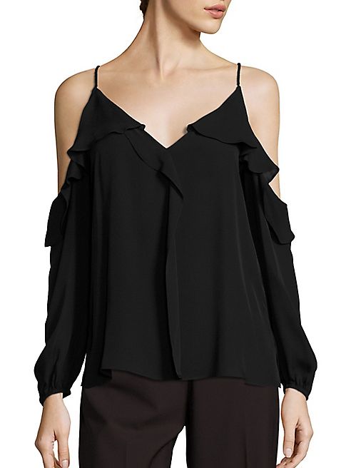 KOBI HALPERIN - Laurell Silk Georgette Cold-Shoulder Blouse