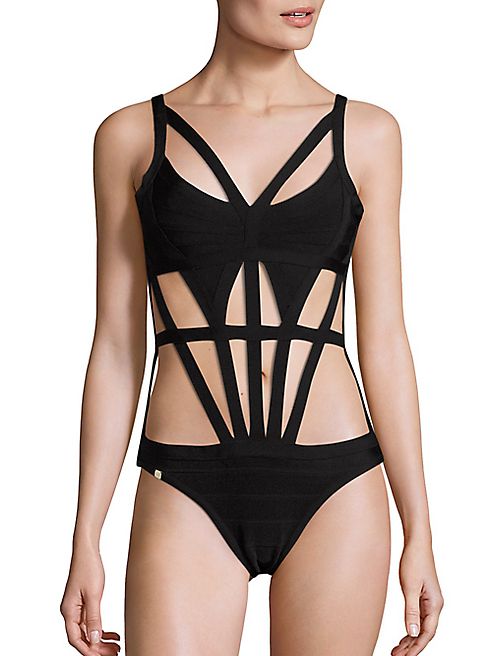 Herve Leger - One-Piece Alandra Cutout Bandage Swimsuit