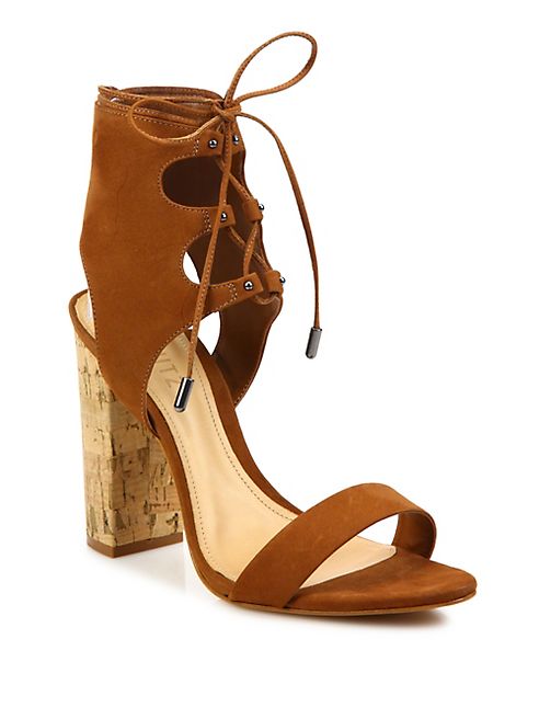 Schutz - Cruz Lace-Up Suede Block Heel Sandals