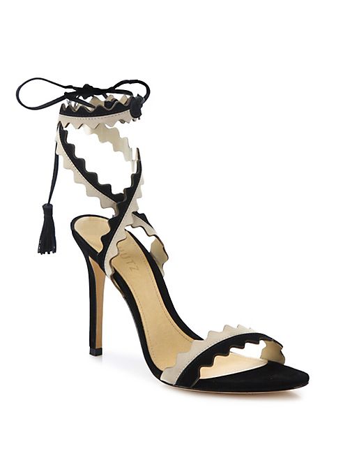 Schutz - Lisana Two-Tone Leather Lace-Up Sandals