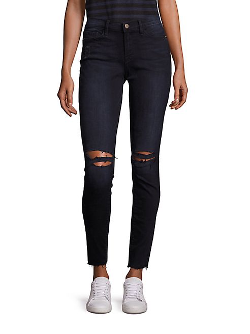 FRAME - Mid-Rise Distressed Raw-Edge Skinny Jeans