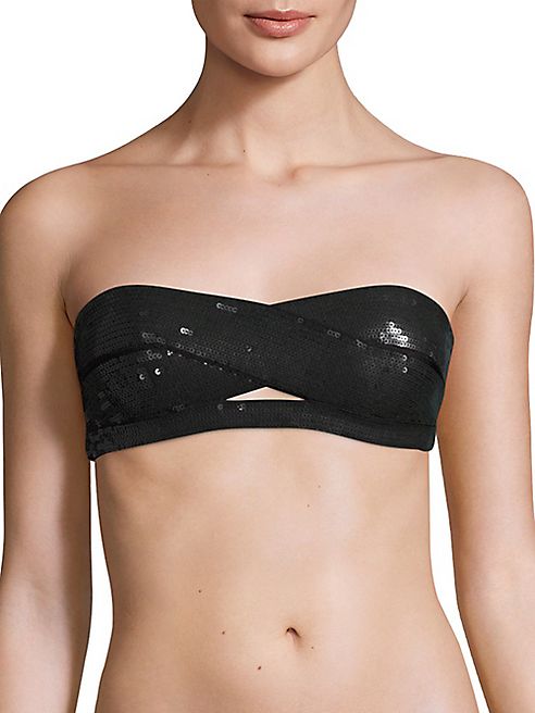 Herve Leger - Loretta Allover Sequined Bandeau Bikini Top