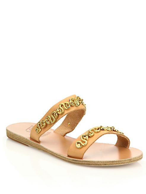 Ancient Greek Sandals - Poulia Vachetta Leather Slides