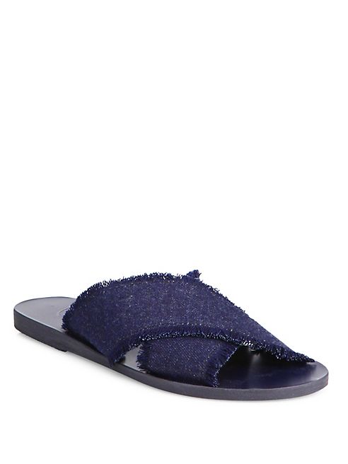 Ancient Greek Sandals - Thais Denim Slide Sandals