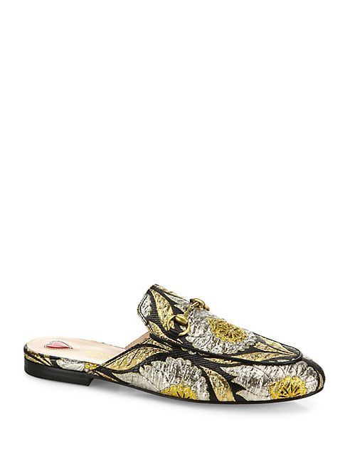 Gucci - Princetown Lurex Floral Brocade Mule Slides