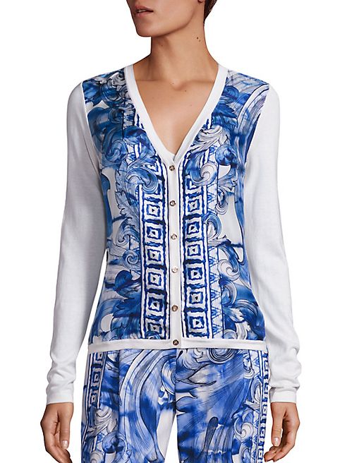 Versace Collection - Long-Sleeve Printed Cardigan