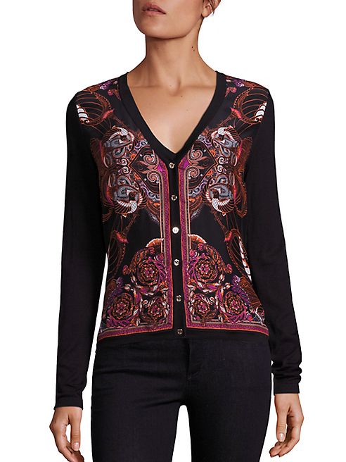 Versace Collection - Long-Sleeve Printed Silk & Cotton Cardigan