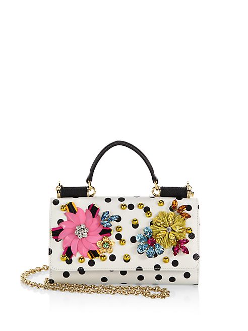 Dolce & Gabbana - Embellished Polka Dot Phone Chain Wallet