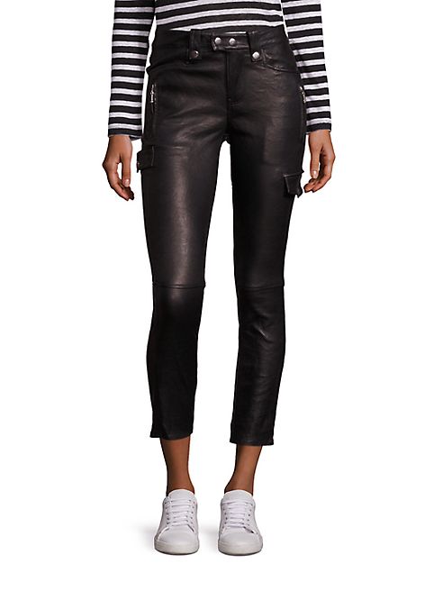 FRAME - Leather Moto Skinny Pants