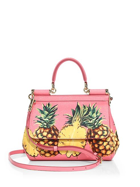 Dolce & Gabbana - Sicily Tropical-Print Saffiano Leather Top Handle Satchel