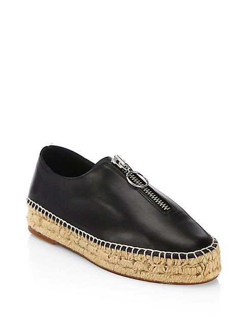 Alexander Wang - Devon Leather Zip-Front Espadrilles