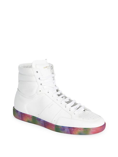 Saint Laurent - Perforated Leather High-Top Sneakers