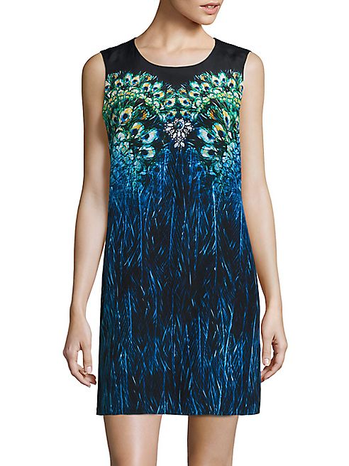 Gottex Swim - Pavone Peacock Print Silk Shift Dress