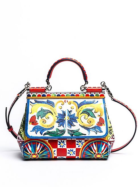 Dolce & Gabbana - Sicily Tile-Print Leather Top Handle Satchel