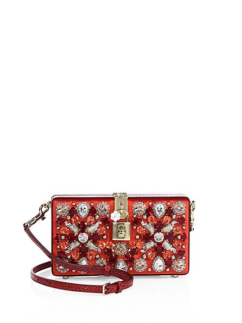 Dolce & Gabbana - Miss Dolce Crystal, Satin & Snakeskin Evening Clutch