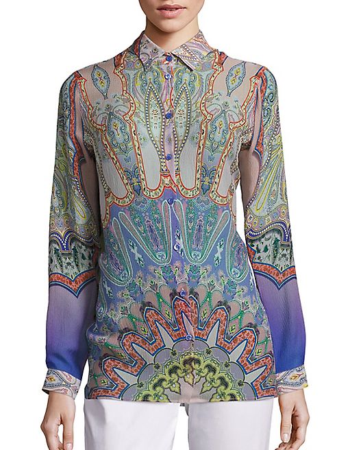 Etro - Printed Button Front Top