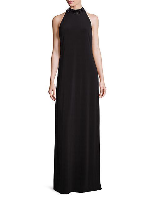 Laundry by Shelli Segal - Embellished Jersey Halter Gown