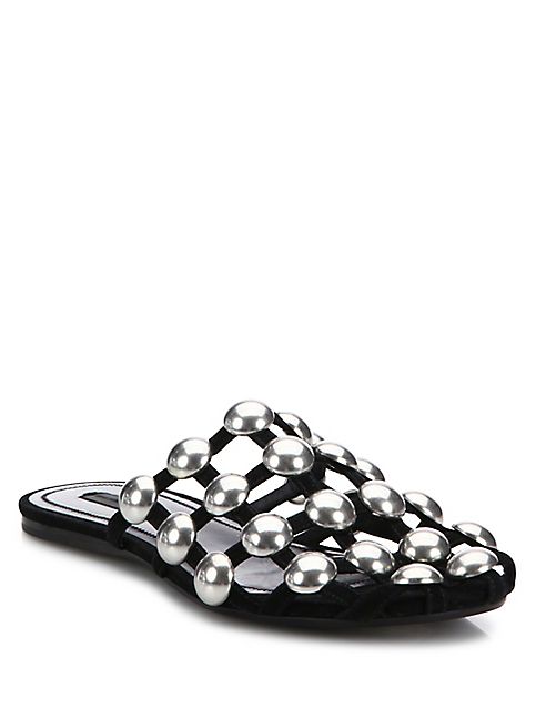 Alexander Wang - Amelia Studded Suede Flat Sandals