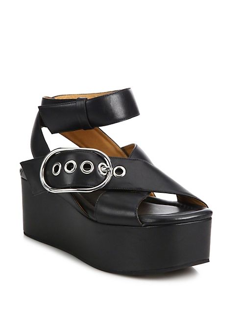 Alexander Wang - Skye Leather Crisscross Wedge Platform Sandals