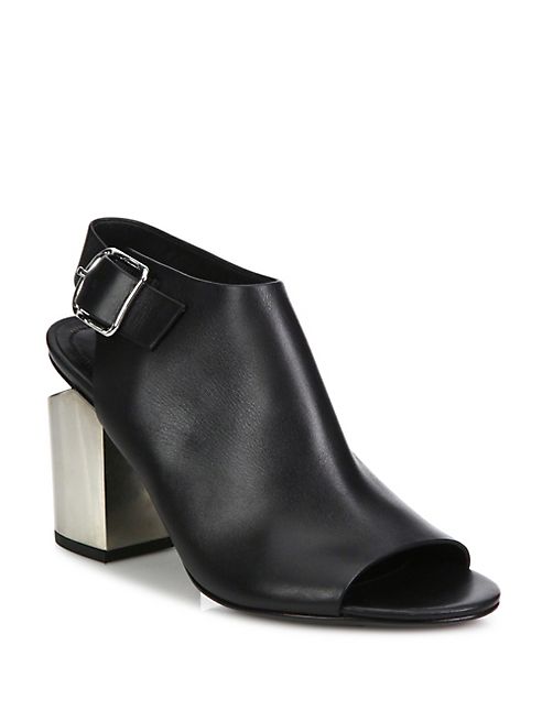 Alexander Wang - Nadia Metal Tilt-Heel Leather Slingback Open-Toe Booties