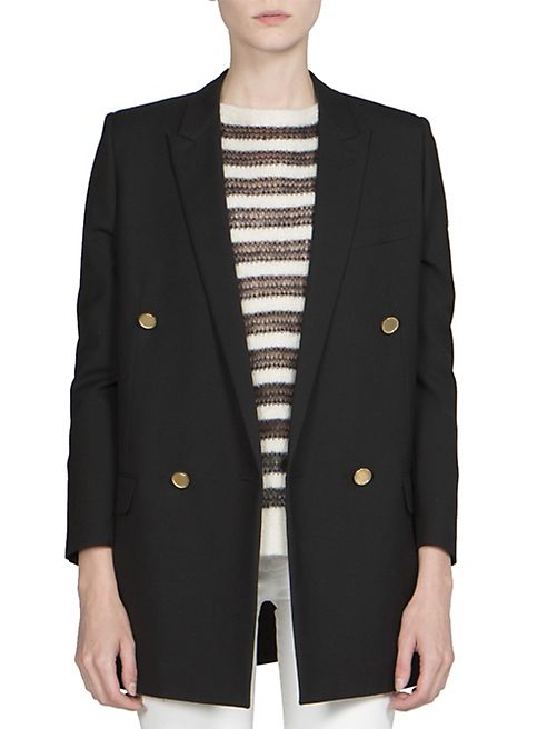 Saint Laurent - Goldtone-Button Double-Breasted Wool Blazer