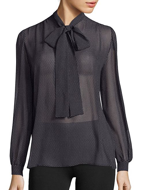 Saint Laurent - Mini Polka Dot Lavelliere Blouse