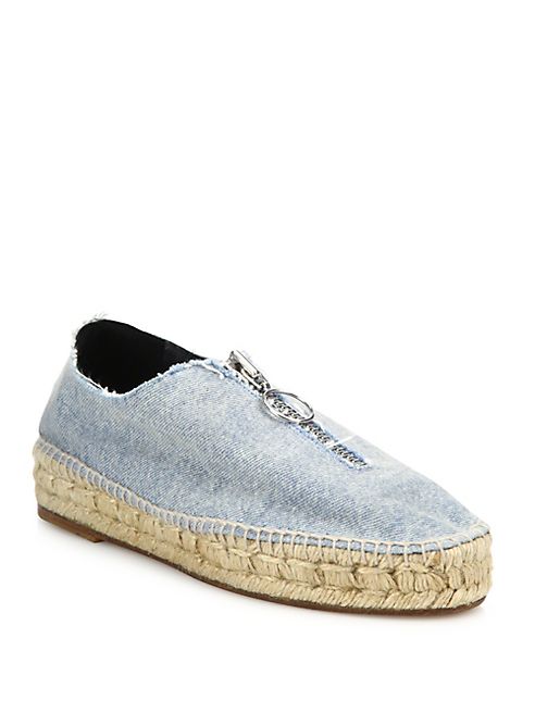 Alexander Wang - Devon Denim Zip-Front Espadrilles