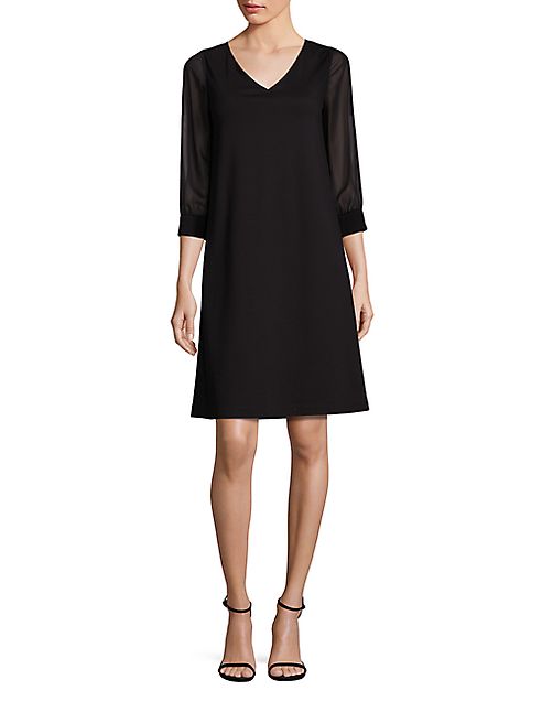 Lafayette 148 New York - V-Neck Combo Dress