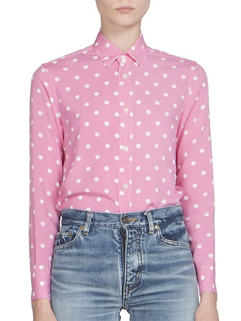 Saint Laurent - Polka Dot Button Front Blouse