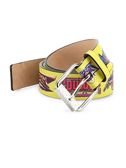 Moschino - Printed Logo Be Fantasy Leather Belt