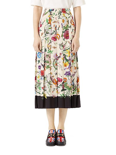 Gucci - Flora Snake Silk Skirt