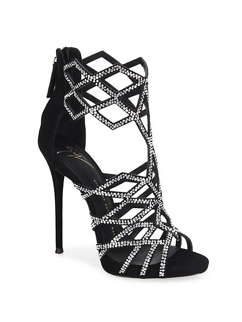 Giuseppe Zanotti - Crystal-Embroidered Suede Sandals