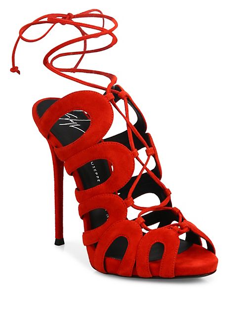 Giuseppe Zanotti - Cutout Suede Lace-Up Sandals