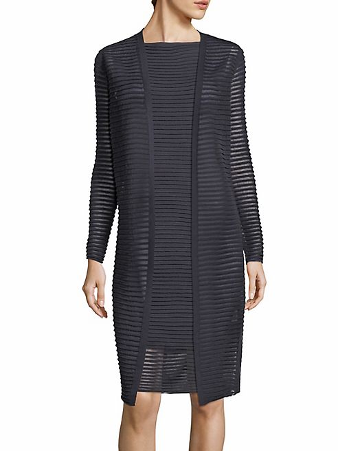 Lafayette 148 New York - Sheer Striped Long Cardigan