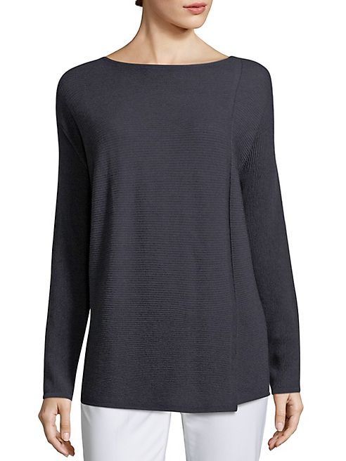 Lafayette 148 New York - Pintuck Stitch Front Slit Sweater