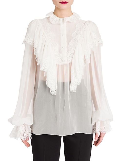 Dolce & Gabbana - Ruffle-Detail Chiffon Blouse